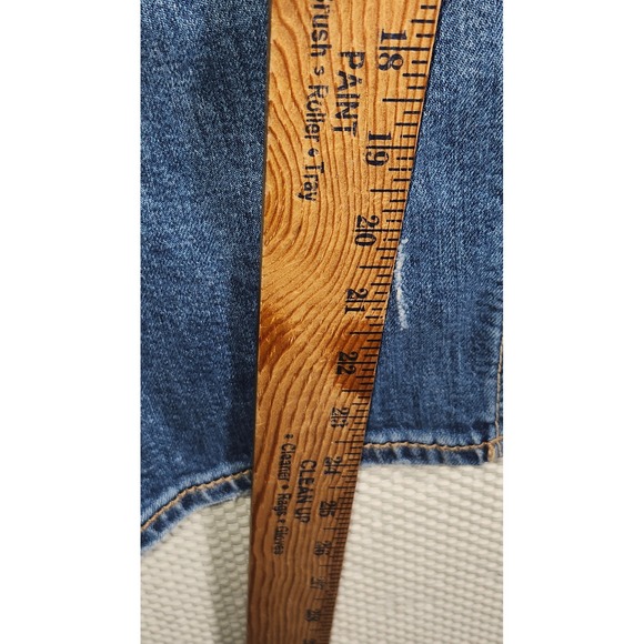 Silver Jeans Co Avery Slim Crop Indigo Distressed Button Fly Jeans W34 L25 - Picture 5 of 12